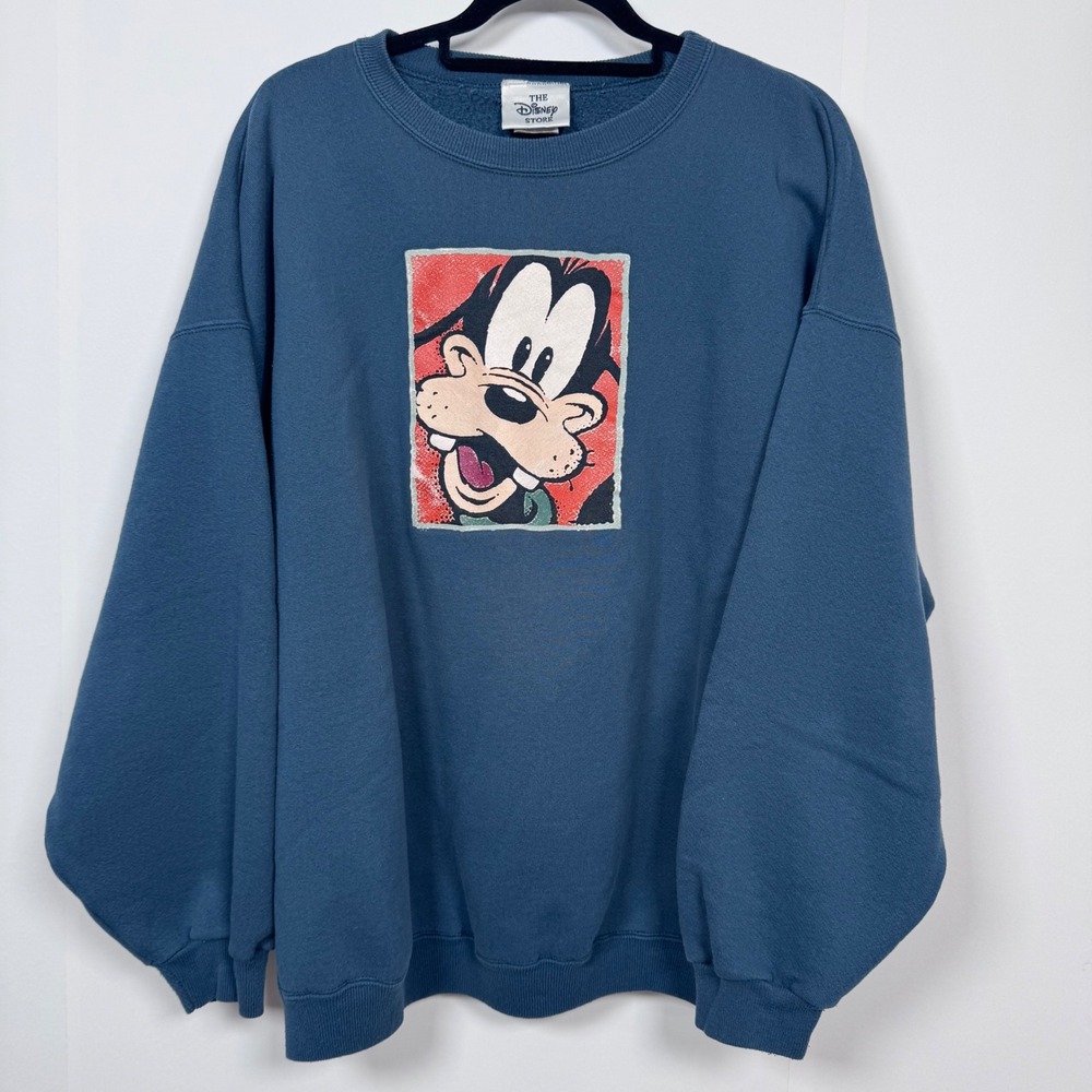 Vintage 90s Goofy DISNEY Sweatshirt XXL Teal USA Made Crewneck Nostalgia Kidcore